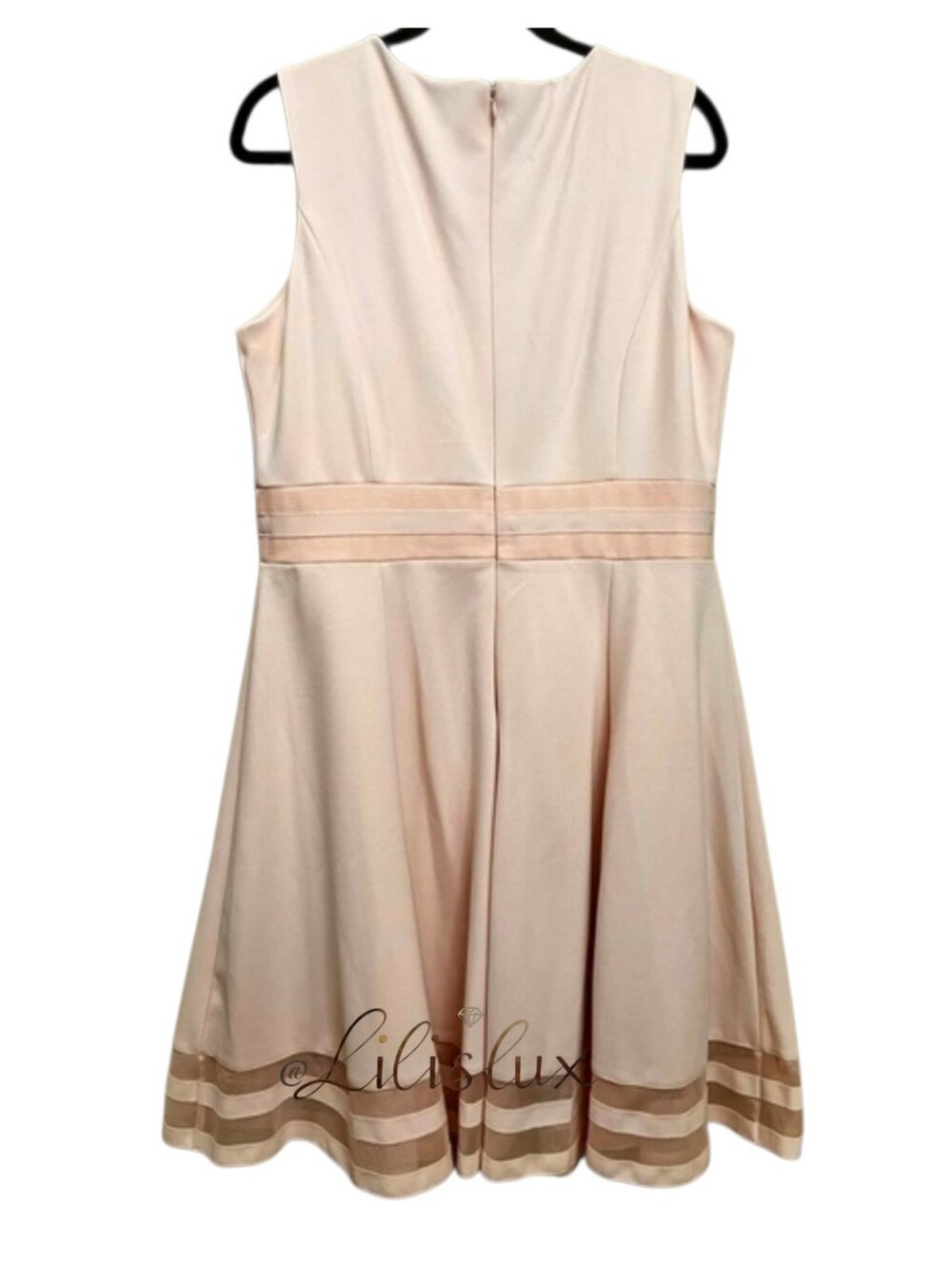 Calvin Klein Sleeveless Petal Pink Detailed Fit and Flare Dress NWT Size 14 Lg - Picture 3 of 10